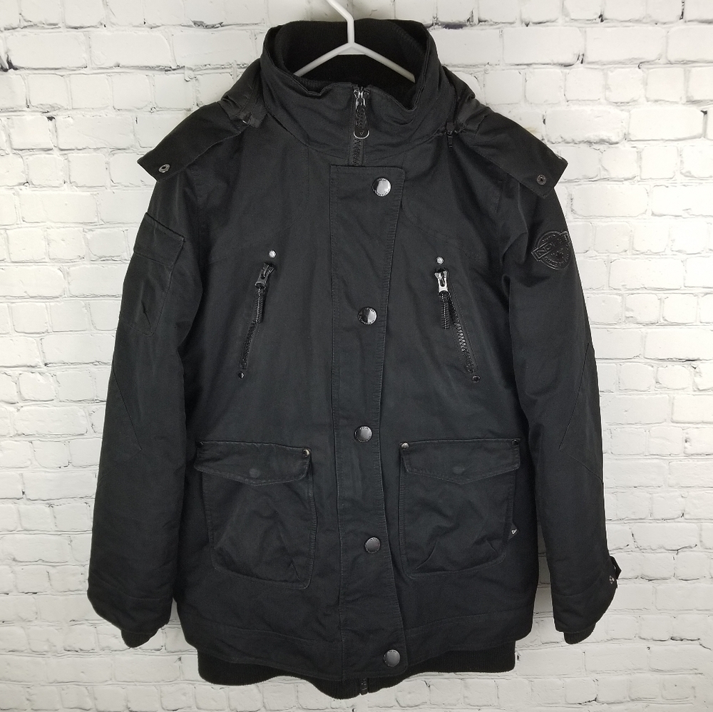 NOIZE | utility zip/snap faux fur trim hood jacket
